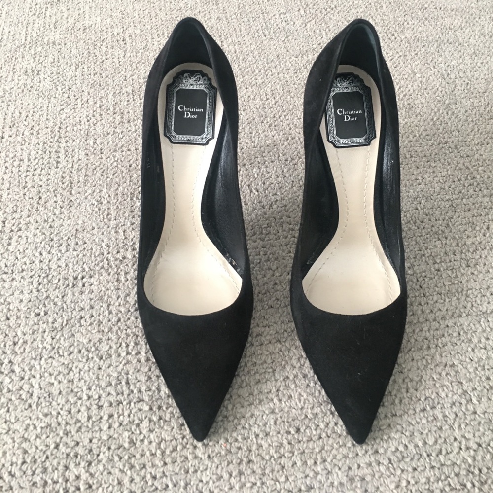 🖤CHRISTIAN DIOR BLK SUEDE POINTED-TOE HEEL PUMPS